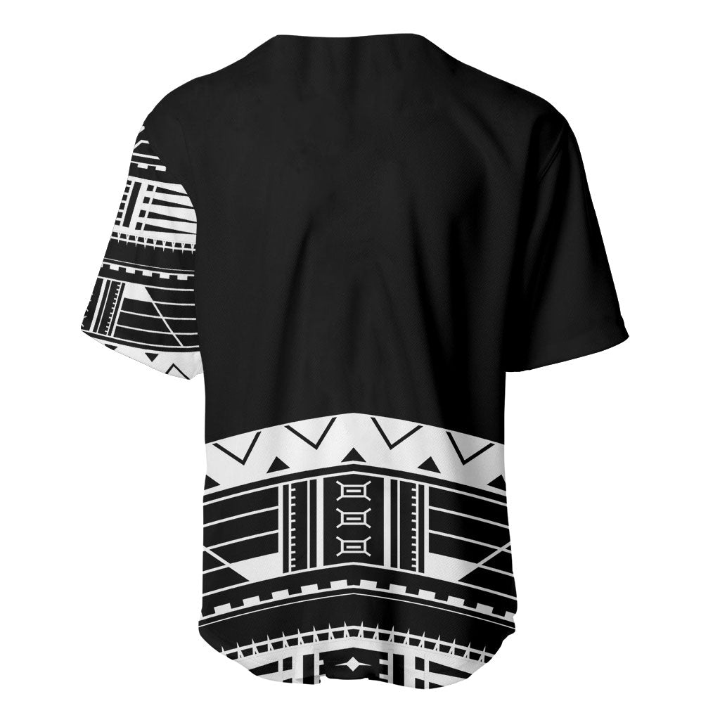 Polynesian Chief Inspired Costume Baseball Jersey Tribal Pattern With Tooth Necklace Black