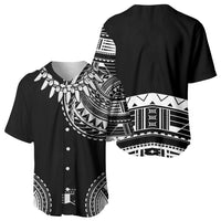 Polynesian Chief Inspired Costume Baseball Jersey Tribal Pattern With Tooth Necklace Black