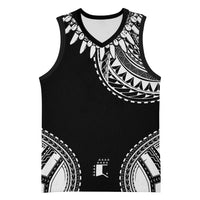 Polynesian Chief Inspired Costume Basketball Jersey Tribal Pattern With Tooth Necklace Black