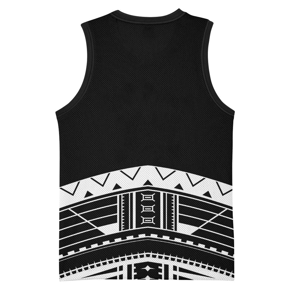 Polynesian Chief Inspired Costume Basketball Jersey Tribal Pattern With Tooth Necklace Black