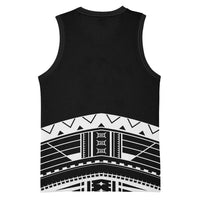 Polynesian Chief Inspired Costume Basketball Jersey Tribal Pattern With Tooth Necklace Black