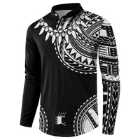 Polynesian Chief Inspired Costume Button Sweatshirt Tribal Pattern With Tooth Necklace Black
