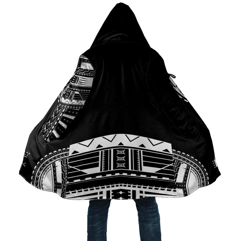 Polynesian Chief Inspired Costume Cloak Tribal Pattern With Tooth Necklace Black