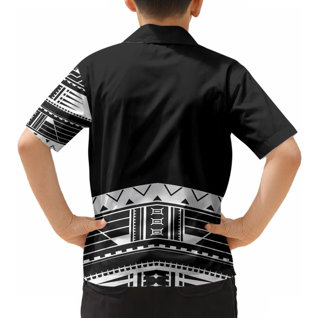 Polynesian Chief Inspired Costume Hawaiian Shirt Tribal Pattern With Tooth Necklace Black