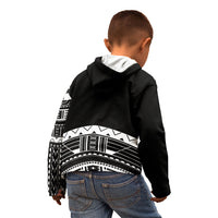 Polynesian Chief Inspired Costume Kid Hoodie Tribal Pattern With Tooth Necklace Black