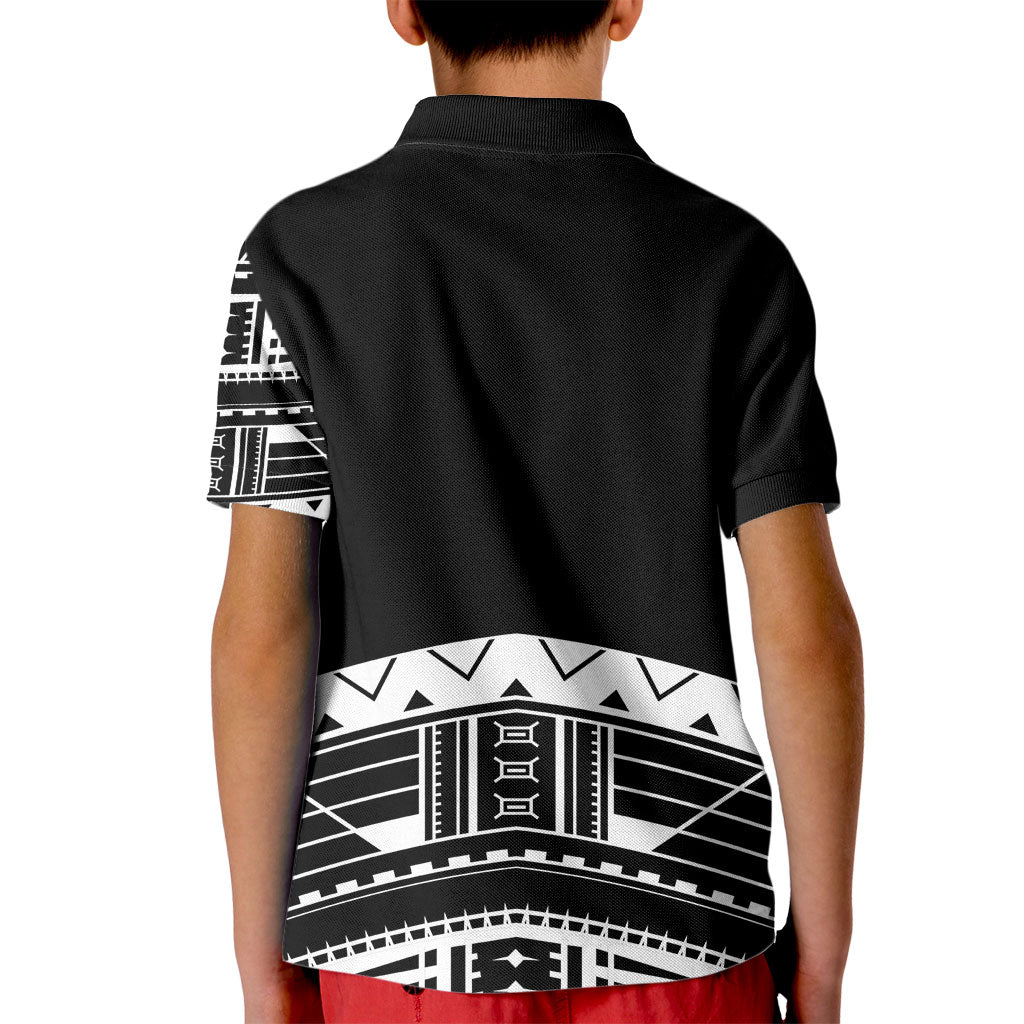 Polynesian Chief Inspired Costume Kid Polo Shirt Tribal Pattern With Tooth Necklace Black