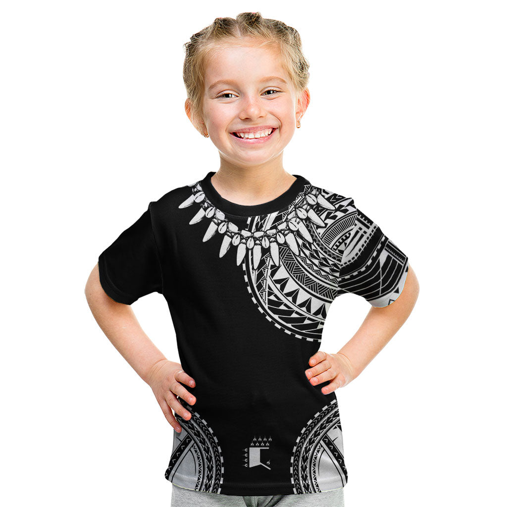 Polynesian Chief Inspired Costume Kid T Shirt Tribal Pattern With Tooth Necklace Black