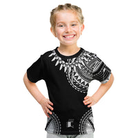 Polynesian Chief Inspired Costume Kid T Shirt Tribal Pattern With Tooth Necklace Black