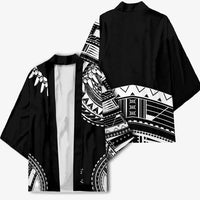 Polynesian Chief Inspired Costume Kimono Tribal Pattern With Tooth Necklace Black