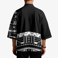 Polynesian Chief Inspired Costume Kimono Tribal Pattern With Tooth Necklace Black