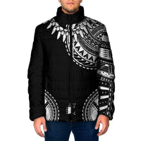 Polynesian Chief Inspired Costume Padded Jacket Tribal Pattern With Tooth Necklace Black