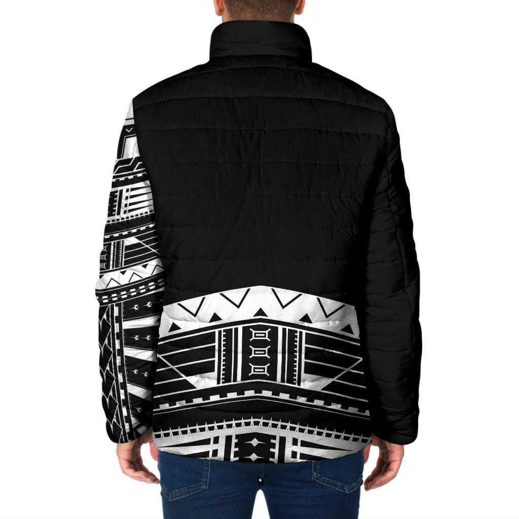 Polynesian Chief Inspired Costume Padded Jacket Tribal Pattern With Tooth Necklace Black