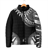 Polynesian Chief Inspired Costume Padded Jacket Tribal Pattern With Tooth Necklace Black