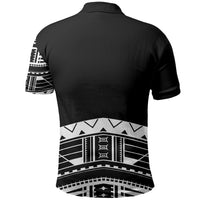 Polynesian Chief Inspired Costume Polo Shirt Tribal Pattern With Tooth Necklace Black