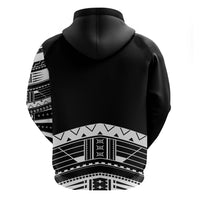Polynesian Chief Inspired Costume Zip Hoodie Tribal Pattern With Tooth Necklace Black
