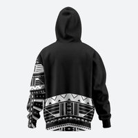 Polynesian Chief Inspired Costume Zip Hoodie Tribal Pattern With Tooth Necklace Black