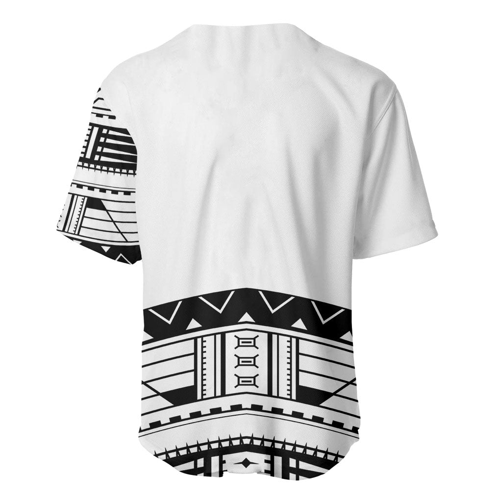 Polynesian Chief Inspired Costume Baseball Jersey Tribal Pattern With Tooth Necklace White