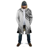 Polynesian Chief Inspired Costume Cloak Tribal Pattern With Tooth Necklace White