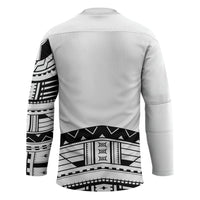 Polynesian Chief Inspired Costume Hockey Jersey Tribal Pattern With Tooth Necklace White