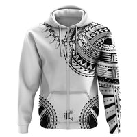 Polynesian Chief Inspired Costume Hoodie Tribal Pattern With Tooth Necklace White