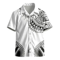 Polynesian Chief Inspired Costume Kid Hawaiian Shirt Tribal Pattern With Tooth Necklace White