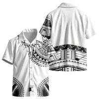 Polynesian Chief Inspired Costume Kid Hawaiian Shirt Tribal Pattern With Tooth Necklace White