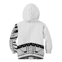 Polynesian Chief Inspired Costume Kid Hoodie Tribal Pattern With Tooth Necklace White