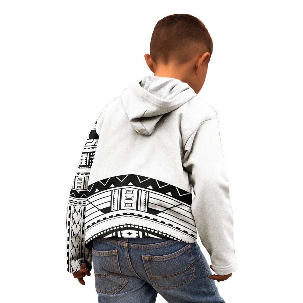 Polynesian Chief Inspired Costume Kid Hoodie Tribal Pattern With Tooth Necklace White