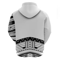 Polynesian Chief Inspired Costume Zip Hoodie Tribal Pattern With Tooth Necklace White