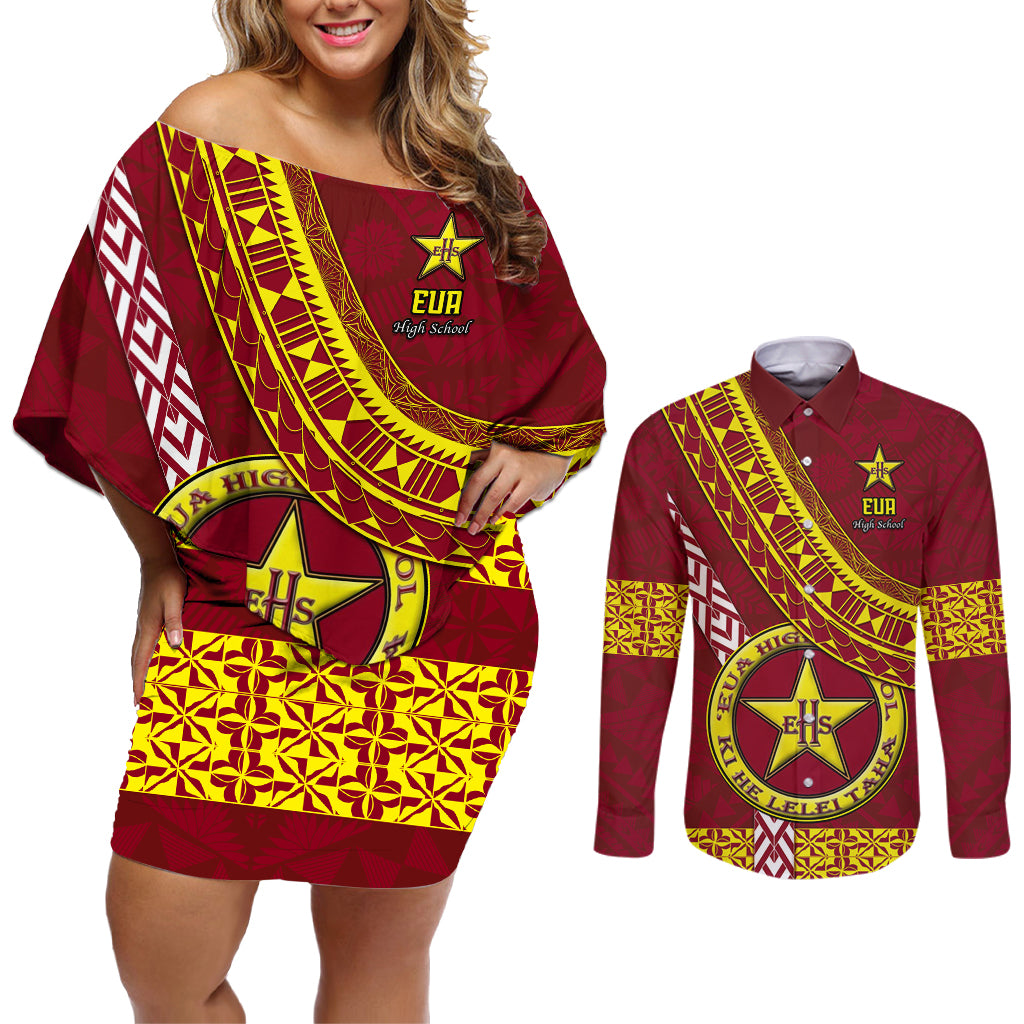 custom-eua-high-school-couples-matching-off-shoulder-short-dress-and-long-sleeve-button-shirts-tongan-kupesi-pattern