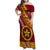 Custom Eua High School Family Matching Off Shoulder Maxi Dress and Hawaiian Shirt Tongan Kupesi Pattern LT05 Mom's Dress Red - Polynesian Pride