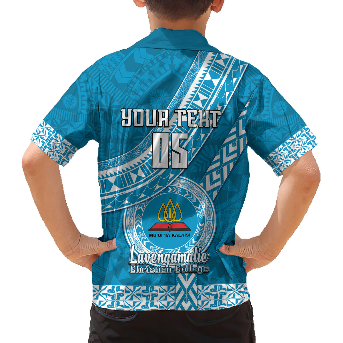 Custom Lavengamalie College Family Matching Short Sleeve Bodycon Dress and Hawaiian Shirt Tongan Kupesi Pattern LT05 - Polynesian Pride