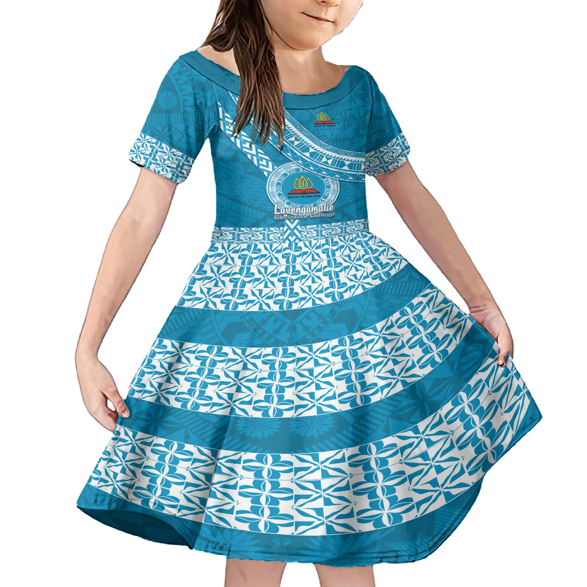custom-lavengamalie-college-kid-short-sleeve-dress-tongan-kupesi-pattern