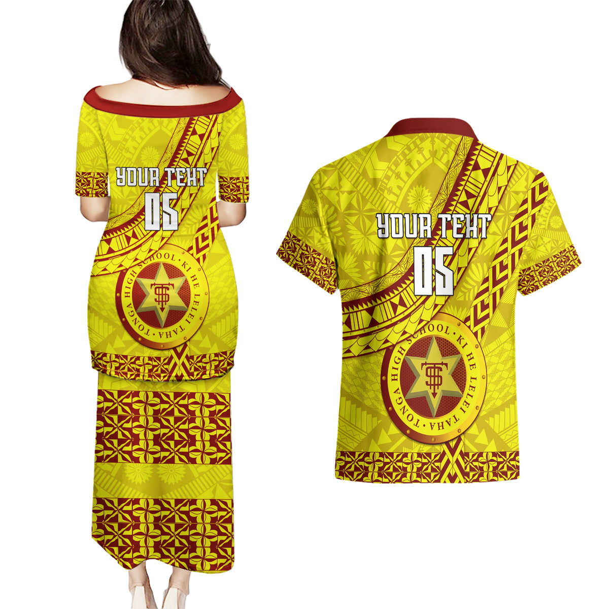 custom-tonga-high-school-couples-matching-puletasi-dress-and-hawaiian-shirt-tongan-kupesi-pattern
