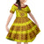 Custom Tonga High School Family Matching Off Shoulder Maxi Dress and Hawaiian Shirt Tongan Kupesi Pattern LT05 Daughter's Dress Yellow - Polynesian Pride