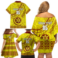 Custom Tonga High School Family Matching Off Shoulder Short Dress and Hawaiian Shirt Tongan Kupesi Pattern LT05 - Polynesian Pride