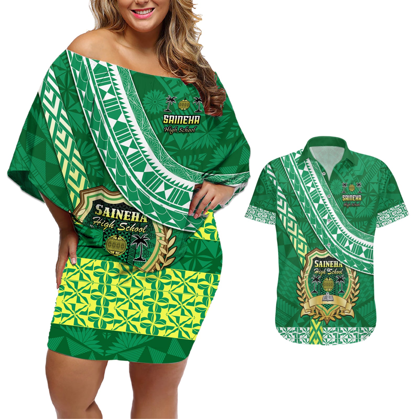 custom-saineha-high-school-couples-matching-off-shoulder-short-dress-and-hawaiian-shirt-tongan-kupesi-pattern