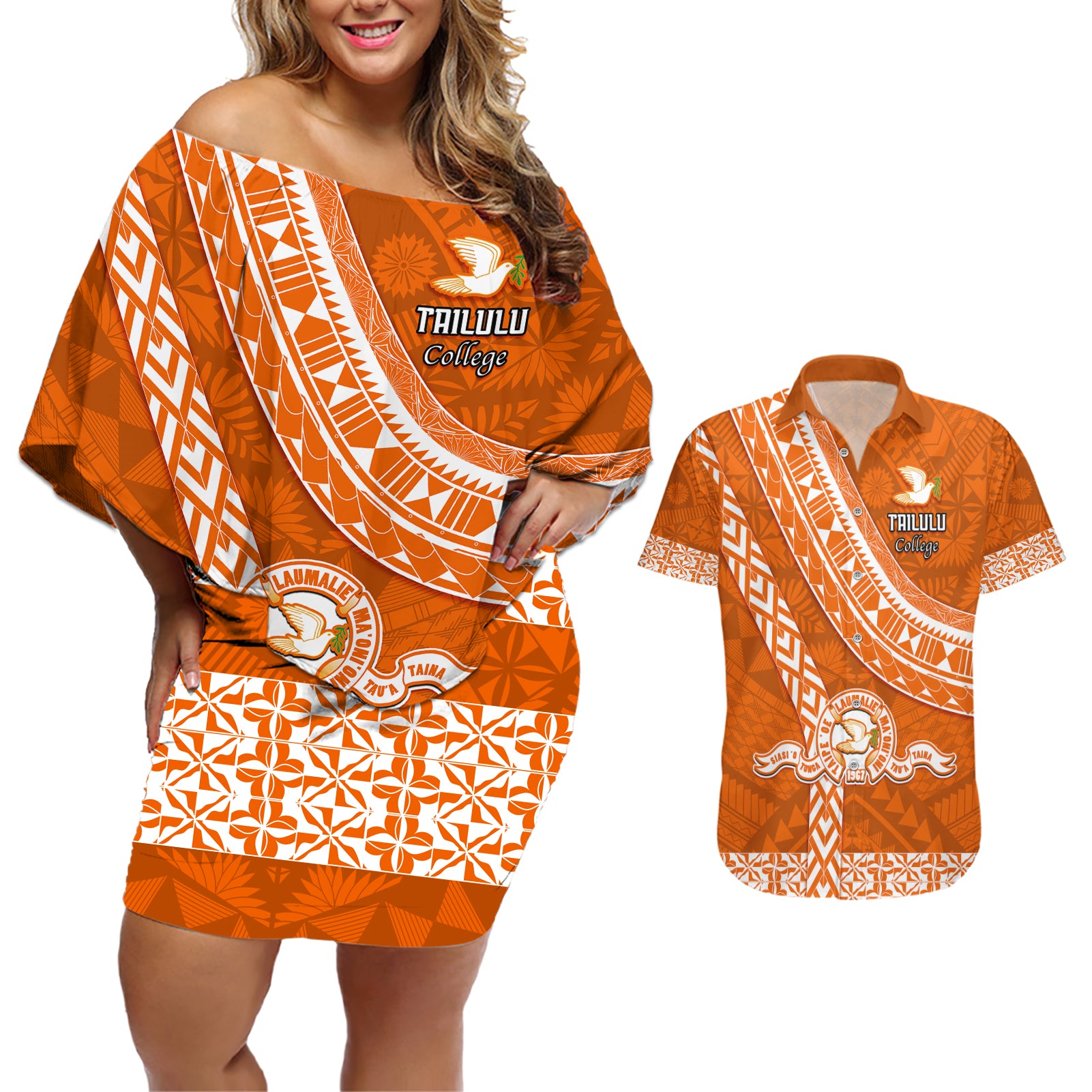 custom-tailulu-college-couples-matching-off-shoulder-short-dress-and-hawaiian-shirt-tongan-kupesi-pattern