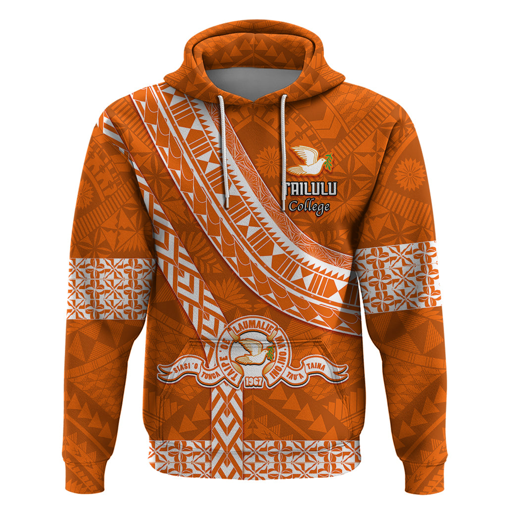 Custom Tailulu College Hoodie Tongan Kupesi Pattern LT05 Pullover Hoodie Orange - Polynesian Pride