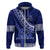 Custom Queen Salote College Hoodie Tongan Kupesi Pattern LT05 Zip Hoodie Blue - Polynesian Pride