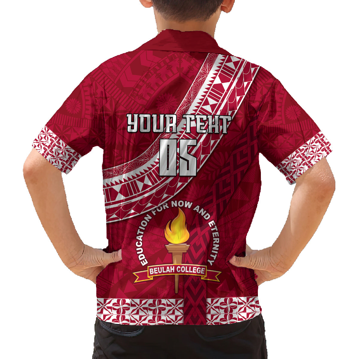 Custom Beulah College Family Matching Tank Maxi Dress and Hawaiian Shirt Tongan Kupesi Pattern LT05 - Polynesian Pride