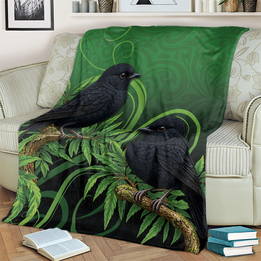 New Zealand Black Robin Blanket Karure Maori Koru Art Tattoo LT05 - Polynesian Pride