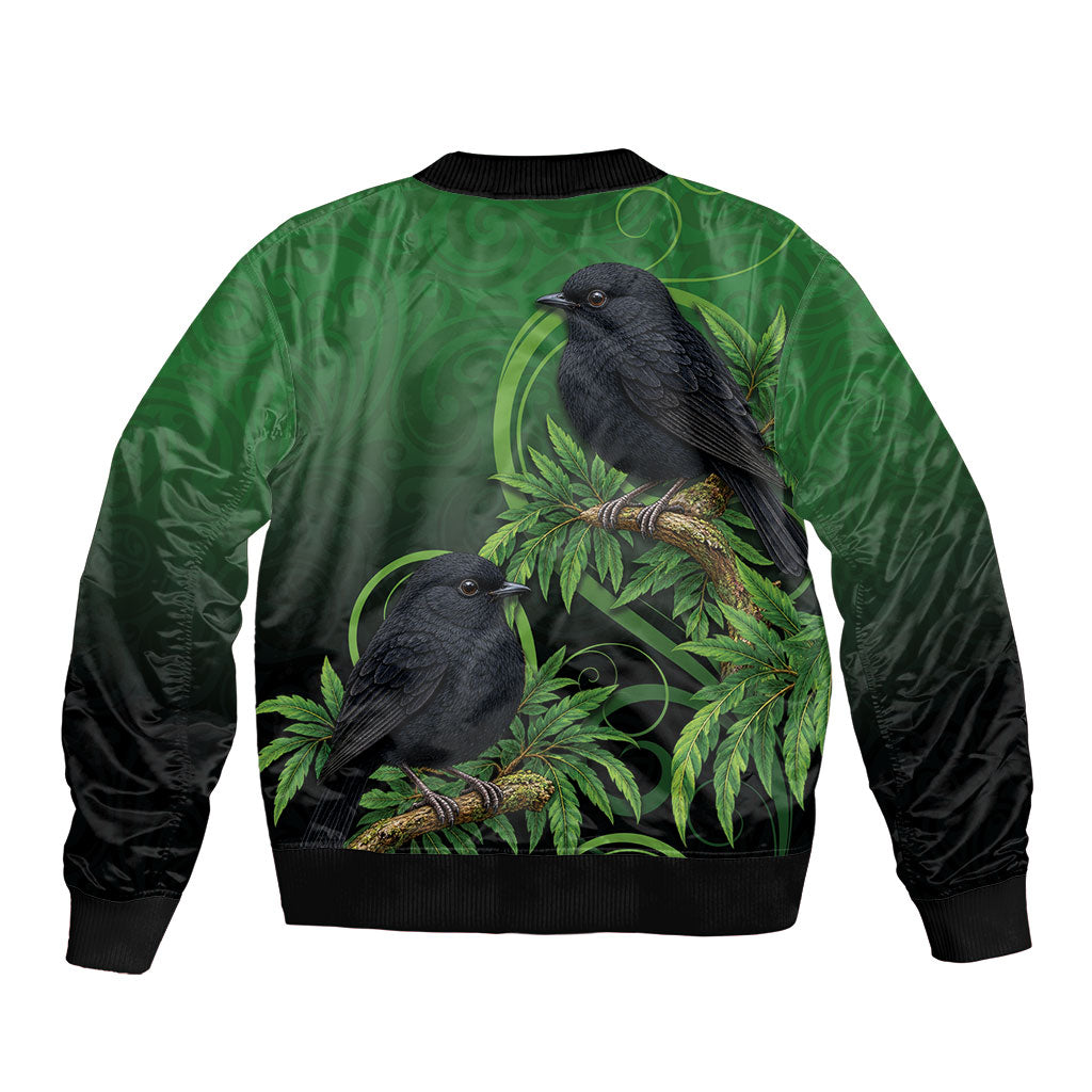 New Zealand Black Robin Bomber Jacket Karure Maori Koru Art Tattoo LT05 - Polynesian Pride