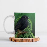 New Zealand Black Robin Ceramic Mug Karure Maori Koru Art Tattoo LT05 Green - Polynesian Pride