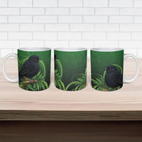 New Zealand Black Robin Ceramic Mug Karure Maori Koru Art Tattoo LT05 - Polynesian Pride