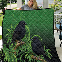 New Zealand Black Robin Quilt Karure Maori Koru Art Tattoo LT05 Green - Polynesian Pride