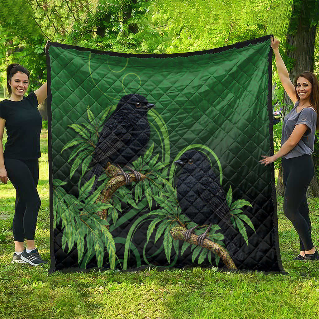 New Zealand Black Robin Quilt Karure Maori Koru Art Tattoo LT05 - Polynesian Pride