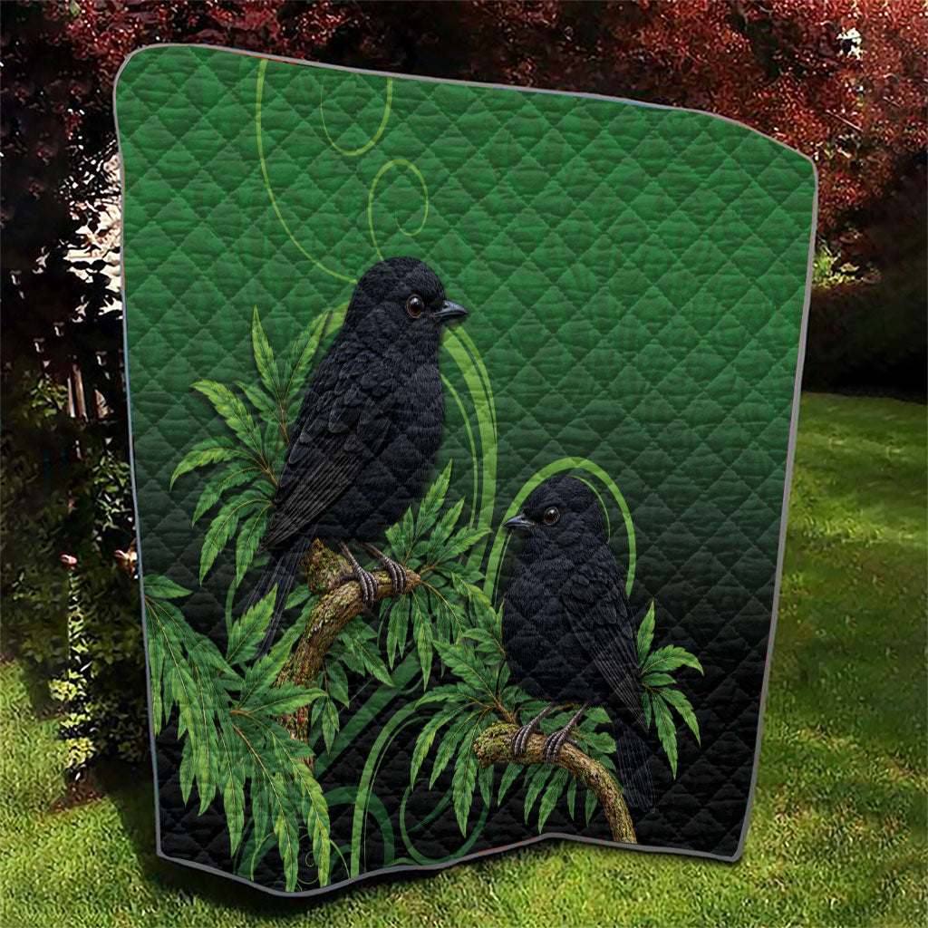 New Zealand Black Robin Quilt Karure Maori Koru Art Tattoo LT05 - Polynesian Pride