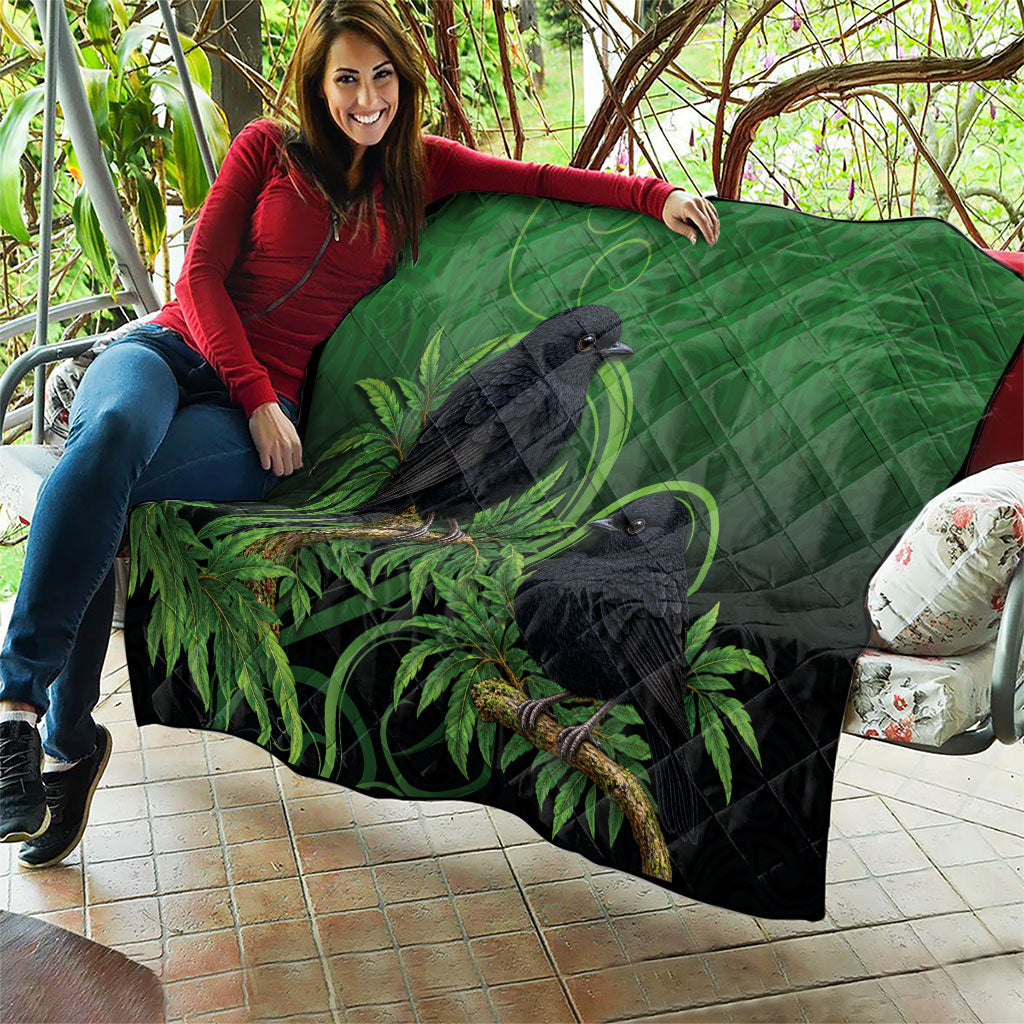 New Zealand Black Robin Quilt Karure Maori Koru Art Tattoo LT05 - Polynesian Pride