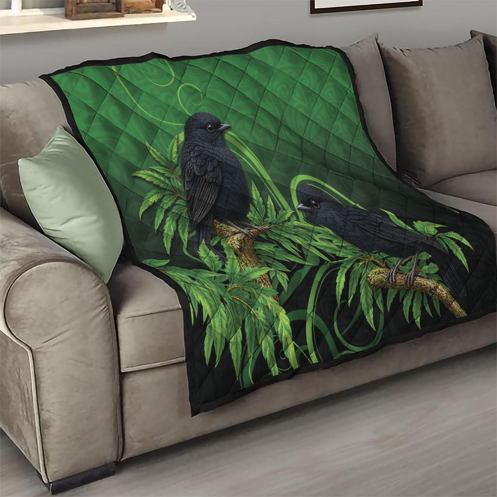 New Zealand Black Robin Quilt Karure Maori Koru Art Tattoo LT05 - Polynesian Pride